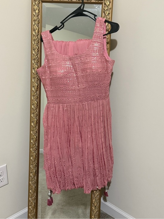 Dresses & Skirts - Elegant Pink Lace Sleeveless Indian dress